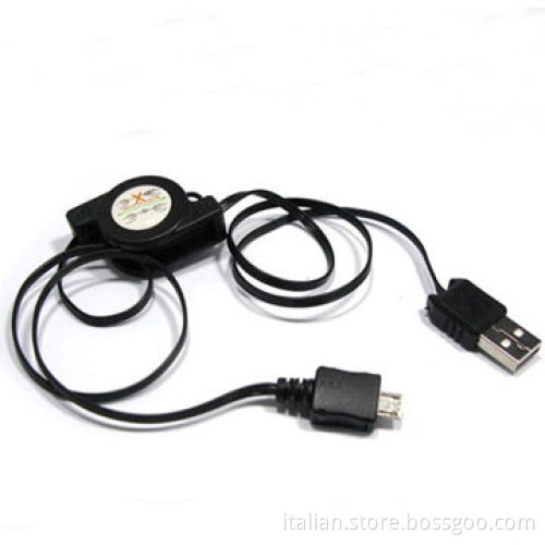 Micro 5-pin USB Data Sync Charging Adapter, Retractable Cable